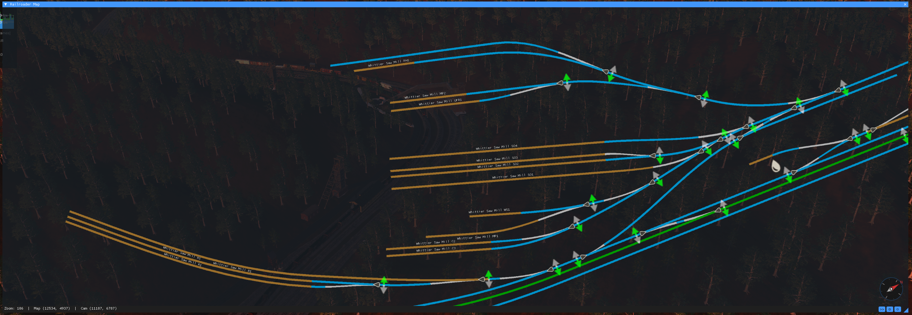 Track and industry labels on the map