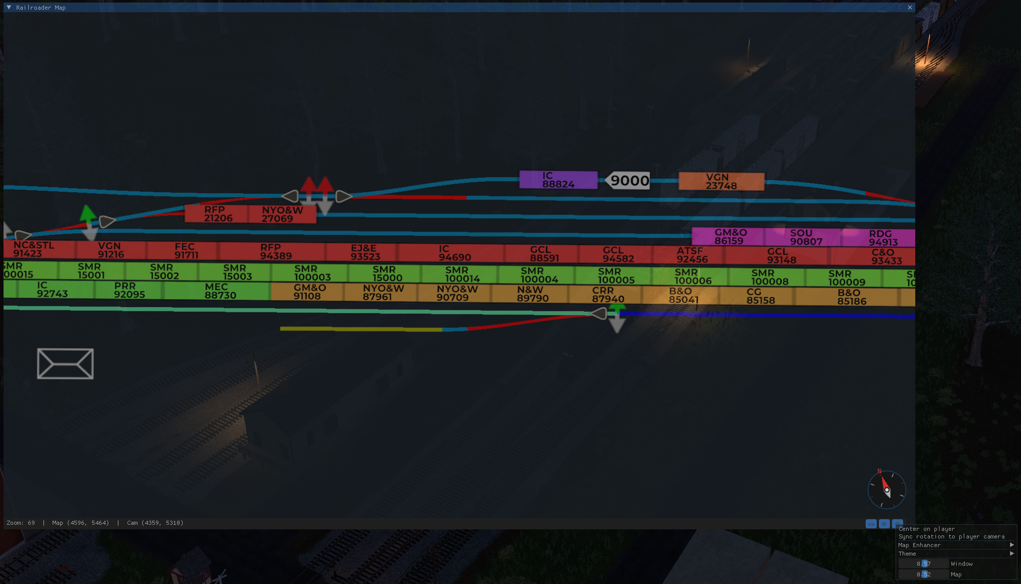 Overlay transparency with the map visible through the game world